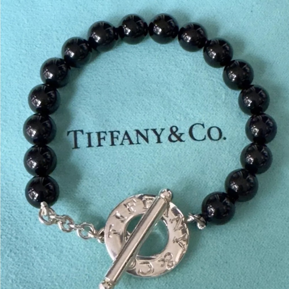 Tiffany & Co. 925 Sterling Silver 925 & Black Onyx Bracelet Retired 7.5”
